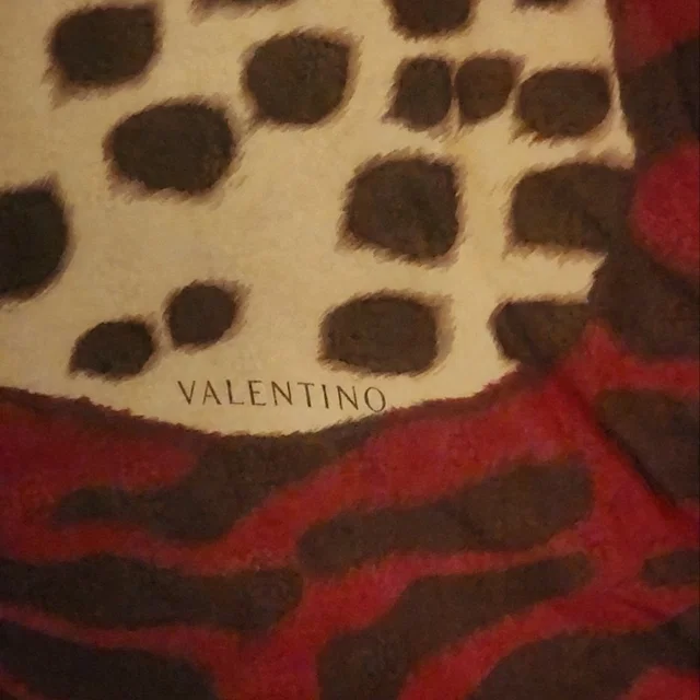 Elegant Valentino Leopard Print Scarf in black|red Silk from Poshmark