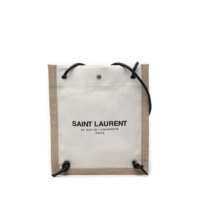 Beige Saint Laurent Canvas Universite Flat Convertible Crossbody in Beige Canvas from Designer Revival