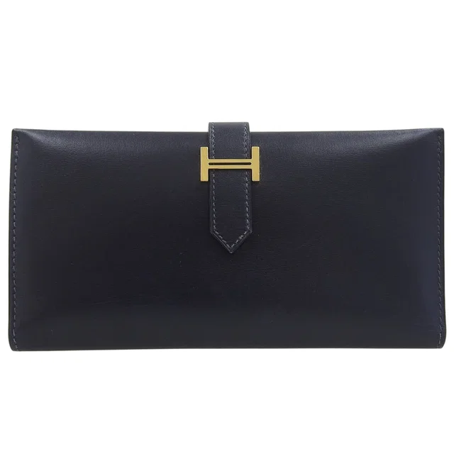 Hermès 2003 Bearn Classic in Blue Indigo in Blue Box leather from VINTAGE QOO TOKYO