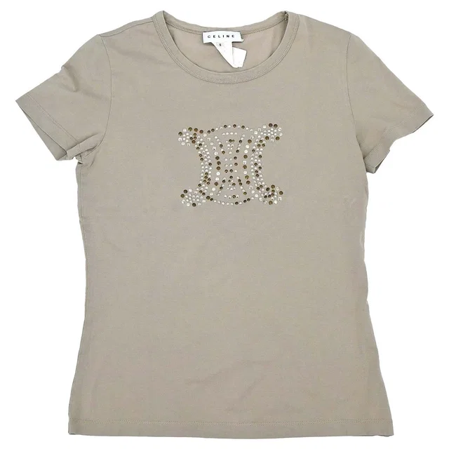 Celine Short Sleeve T-shirt Top Beige #S in Beige from AMORE Vintage Tokyo