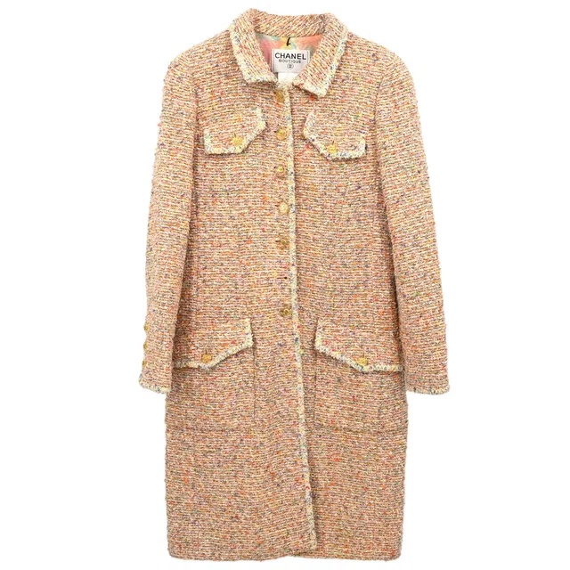 Chanel 1997 Tweed Coat Pink #36 in Pink Tweed from AMORE Vintage Tokyo
