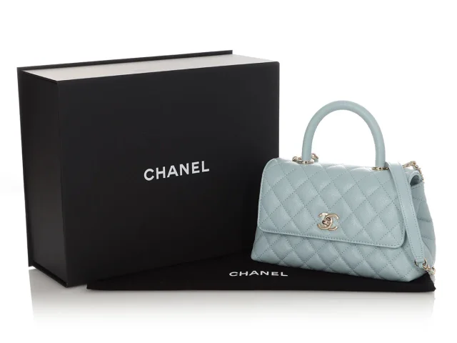 Chanel Mini Light Blue Quilted Caviar Coco Handle in Blue Caviar leather from Ann's Fabulous Finds, photo 1 of 1