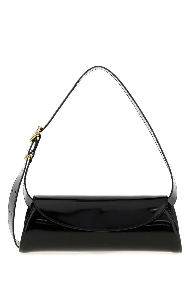 Jil Sander Patent Calfskin Shoulder Bag — Black in Black Calfskin from HEWI