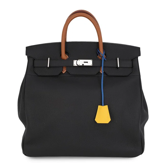 Hermès HAUT A COURROIES Tricolore Black/Gold/Blue Royal Togo Leather Size 40 in Black Togo leather from GALLERY RARE