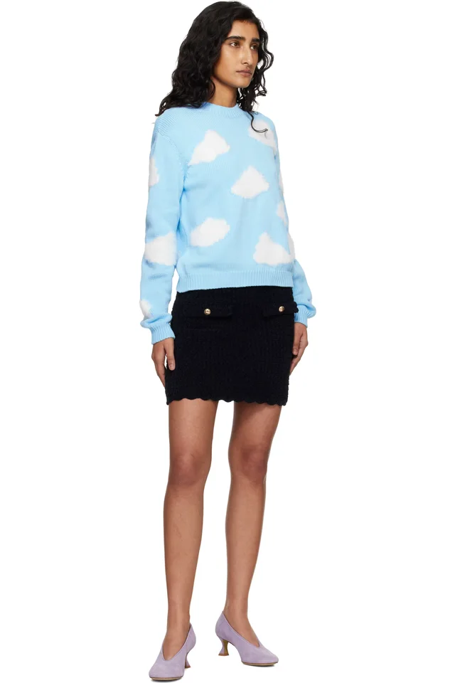 Moschino Blue Organic Cotton Blend Archive Cloud Sweater, photo 4 of 4 from SSENSE
