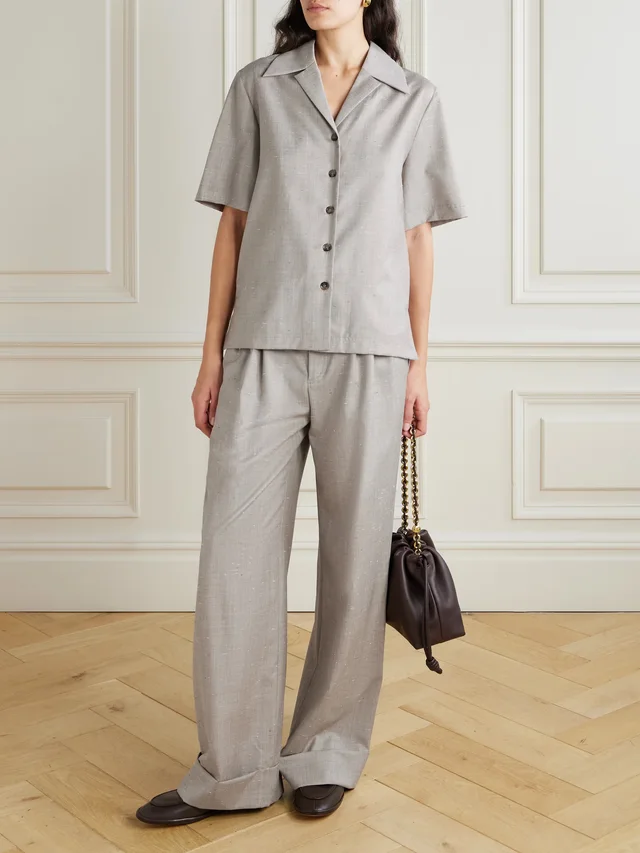 LOULOU DE SAISON Boa wool and silk-blend shirt in Beige, photo 2 of 2 from NET-A-PORTER (Canada)