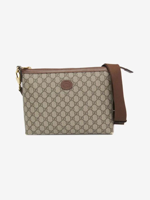 Gucci Brown GG Supreme messenger bag in Brown Canvas from Sign of the Times
