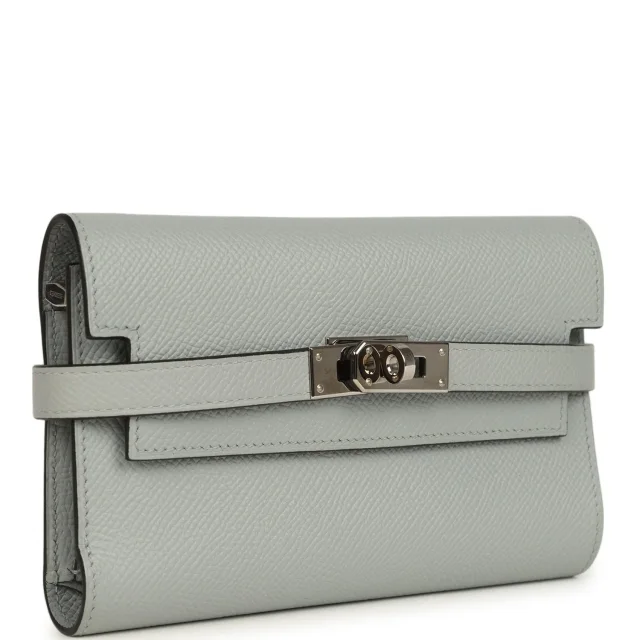 Hermès Medium Fold-Out Kelly Wallet Bleu Glacier Epsom Palladium Hardware in Blue Epsom leather from Madison Avenue Couture, photo 2 of 10