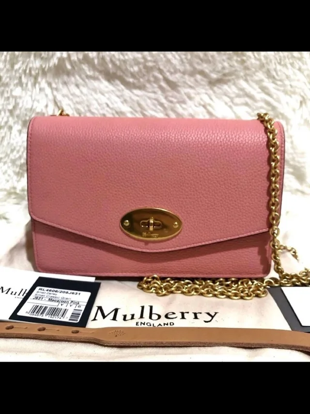 Mulberry Pebbled Leather Crossbody With Gold Chain Strap in pink Leather from Poshmark