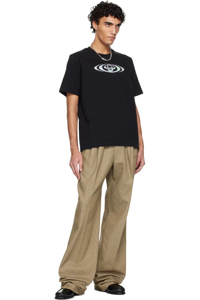 Casablanca Black Warped Logo Short Sleeve T‑shirt, photo 4 of 4 from SSENSE