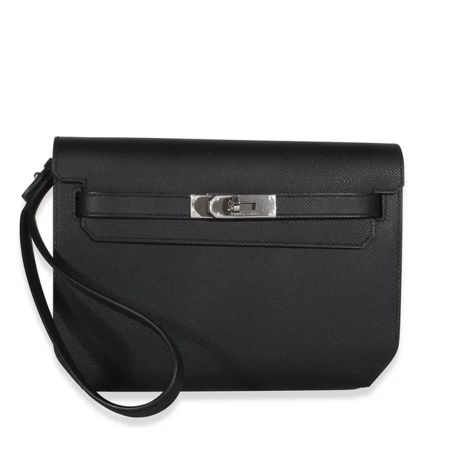 Hermès Black Epsom Kelly Depeches 25 PHW in Black Epsom leather from myGemma