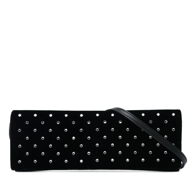 Black Saint Laurent Crystal Embellished Velvet Crossbody in Black Velvet from Designer Revival, photo 1 of 1