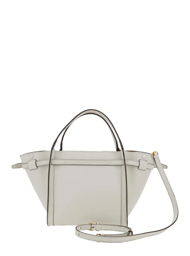 TOD'S White Medium Tote Bag with T Timeless Plaque on the Front and Adjustable and Removable Shoulder Strap in Leather Woman in White 100% Calf, photo 8 of 12 from Gaudenzi Boutique