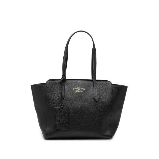 Black Gucci Small Calfskin Swing Tote in Black Calfskin from Designer Revival