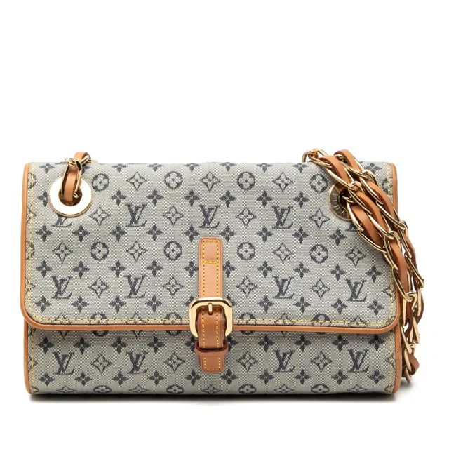 Gray Louis Vuitton Monogram Mini Lin Camille Shoulder Bag in Grey Leather from Designer Revival