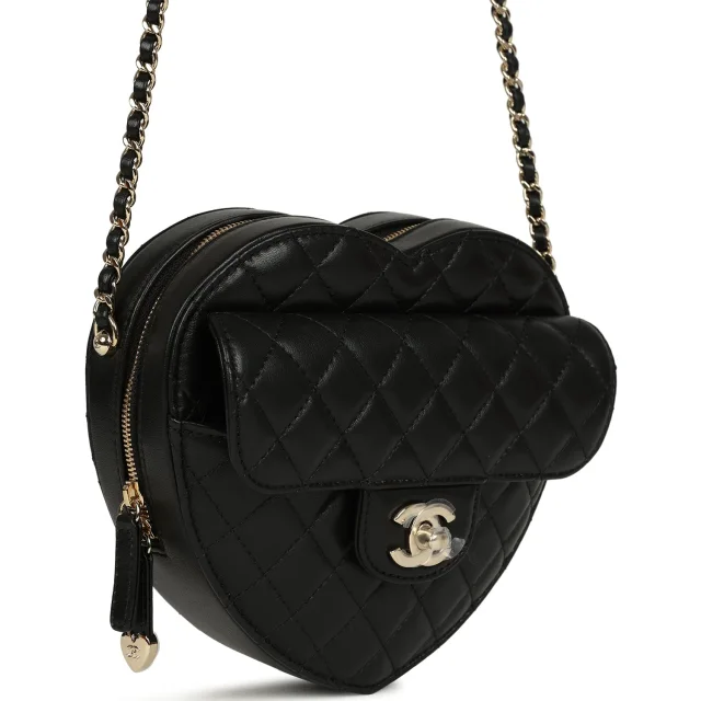 Chanel CC In Love Large Heart Bag in Black Lambskin from Madison Avenue Couture, photo 2 of 9