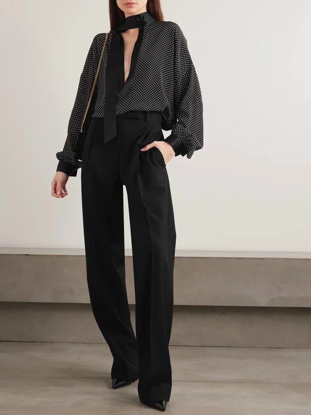 TOM FORD Pleated grain de poudre wool straight-leg pants in Black, photo 2 of 2 from NET-A-PORTER (Canada)