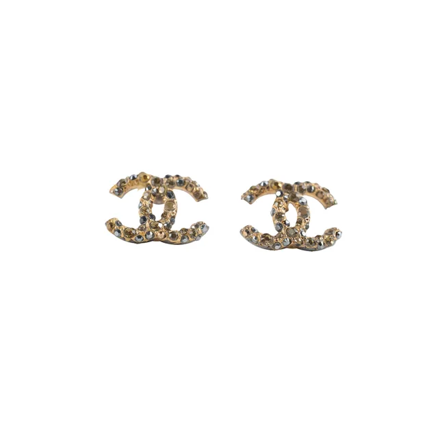 Chanel CC Logo Crystal Earrings from The Purse Affair