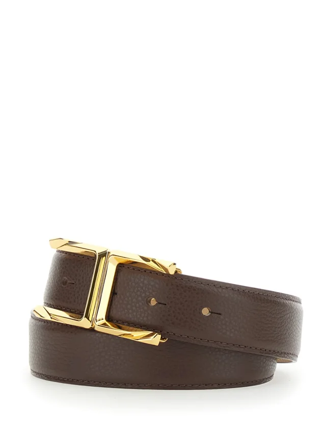 ELISABETTA FRANCHI Belt 'CT88S62E2644' Brown with Metal Details in Leather Women in Brown, photo 3 of 6 from Gaudenzi Boutique