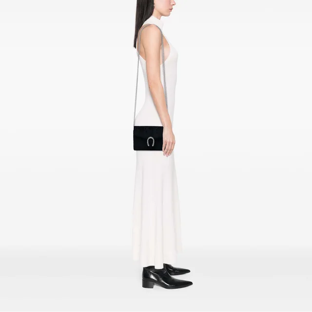 Black Gucci GG Velvet Dionysus Wallet on Chain Crossbody Bag in Black Velvet from Designer Revival, photo 2 of 2