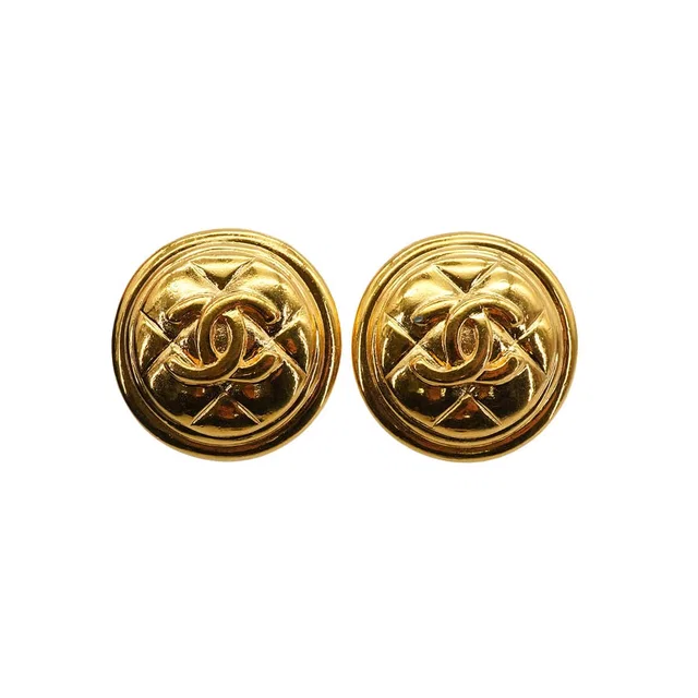 Chanel Vintage Earrings Cocomark Matelasse Round Accessory from Luxury Promise