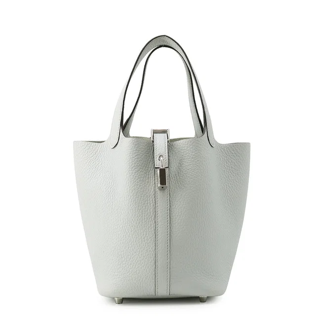 Hermès Picotin Lock Blue Pale Taurillon Clemence Size PM in Blue Clemence leather from GALLERY RARE