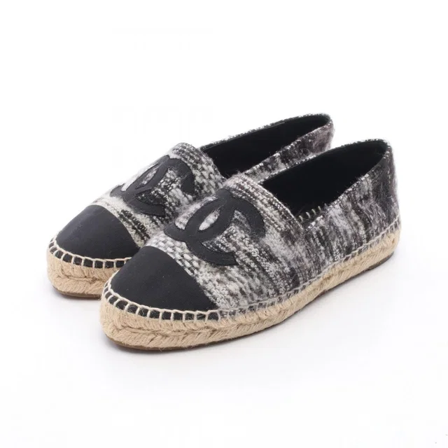 Chanel CC Logo Espadrilles Slip Ons Fabric from The Reluxe