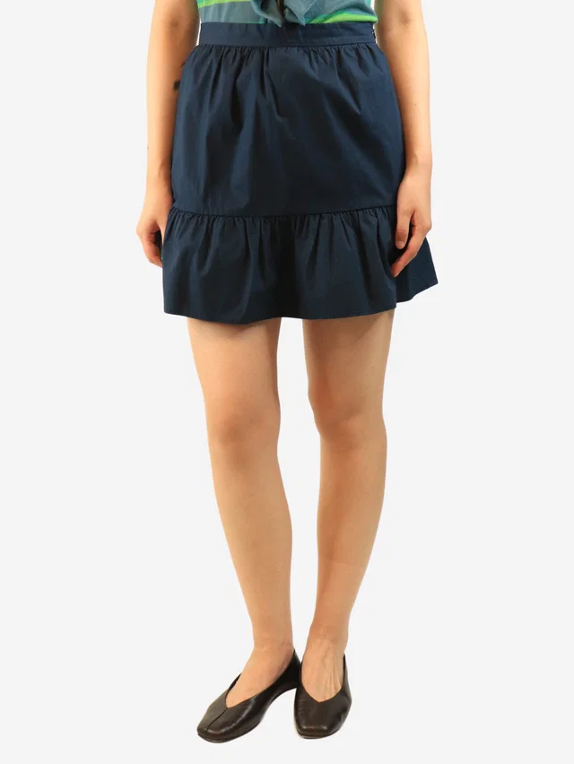 REDValentino Navy cotton mini skirt - size UK 10 in Navy from Sign of the Times