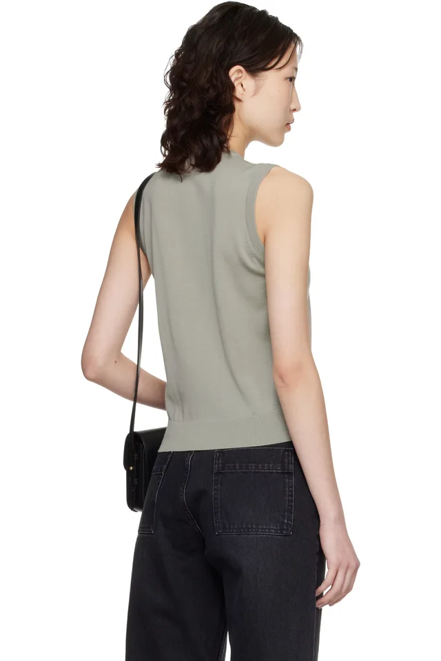 Maison Kitsuné Beige Baby Fox Fine Merino Sweater Vest, photo 3 of 4 from SSENSE