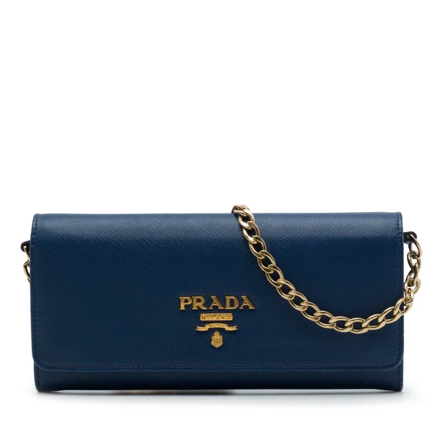 Blue Prada Saffiano Wallet On Chain Crossbody Bag in Blue Saffiano leather from Designer Revival, photo 1 of 1