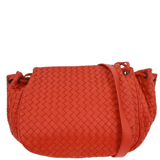 Bottega Veneta Red Lambskin Intrecciato Shoulder Bag in Red Lambskin from AMORE Vintage Tokyo