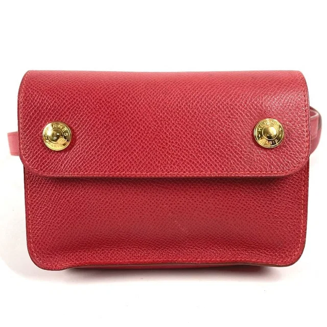 Hermès Belt Bag Pochette Green Leather Red X in Red Leather from The Reluxe