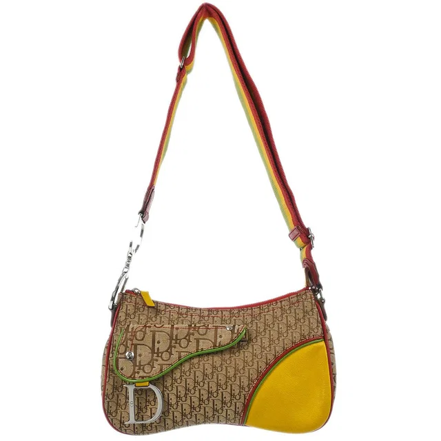 Dior Rasta-Color Trotter Saddle Shoulder Bag in Canvas from AMORE Vintage Tokyo