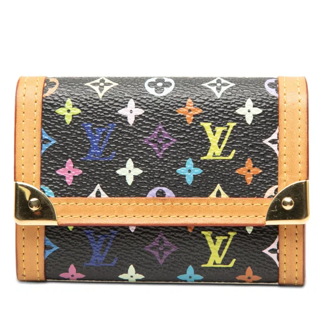Black Louis Vuitton Monogram Multicolore Porte Monnaie Plat Small Wallets in Black Canvas from Designer Revival