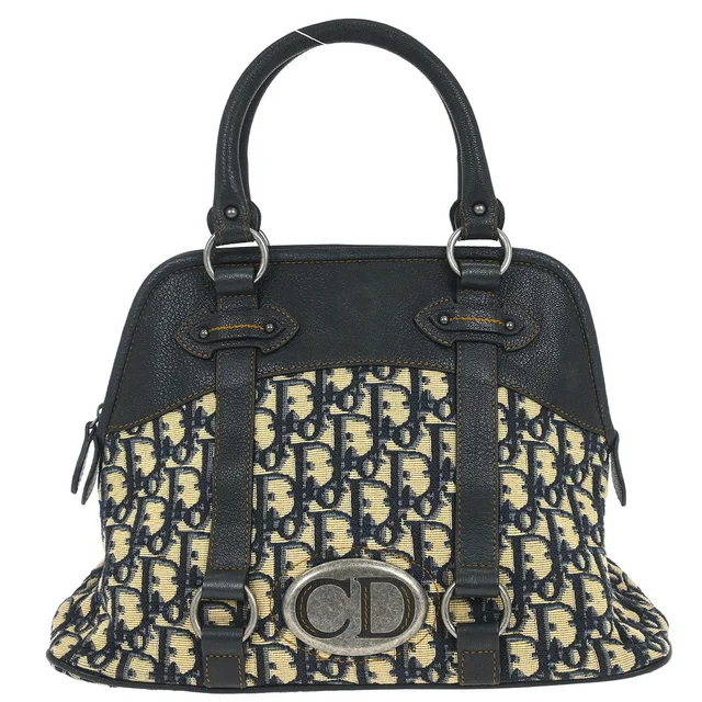 Dior Navy Beige Trotter Handbag in Beige Canvas from AMORE Vintage Tokyo
