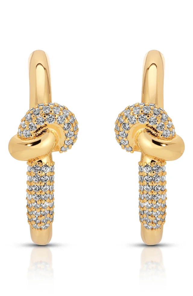 Ettika Knot Pavé Hoop Earrings in Metallic, photo 2 of 3 from Nordstrom Rack