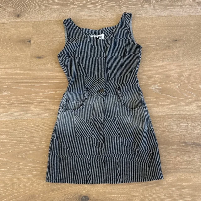 Maison Margiela Denim Mini Dress Patchwork Stripes Size 38 Xs Gray in gray Denim from Poshmark
