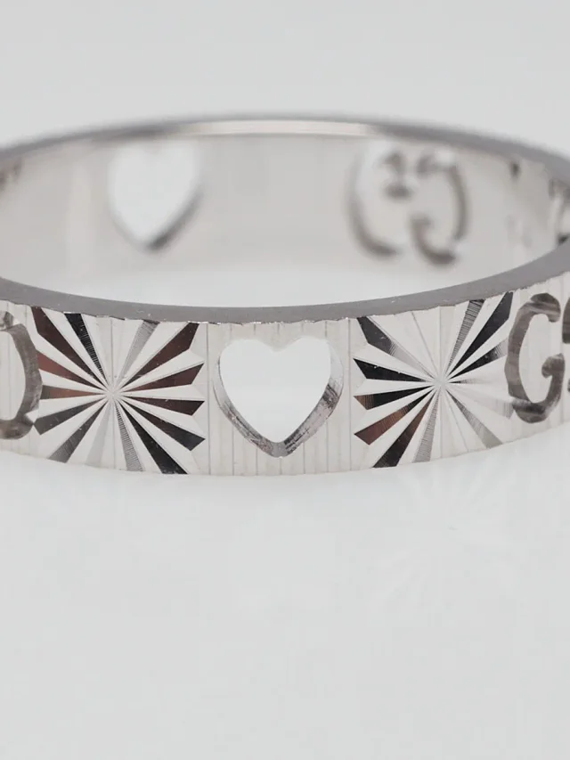 Gucci 18k White Gold Icon Heart Cut Out Ring Size 6.5 in White from Yoogis, photo 5 of 8