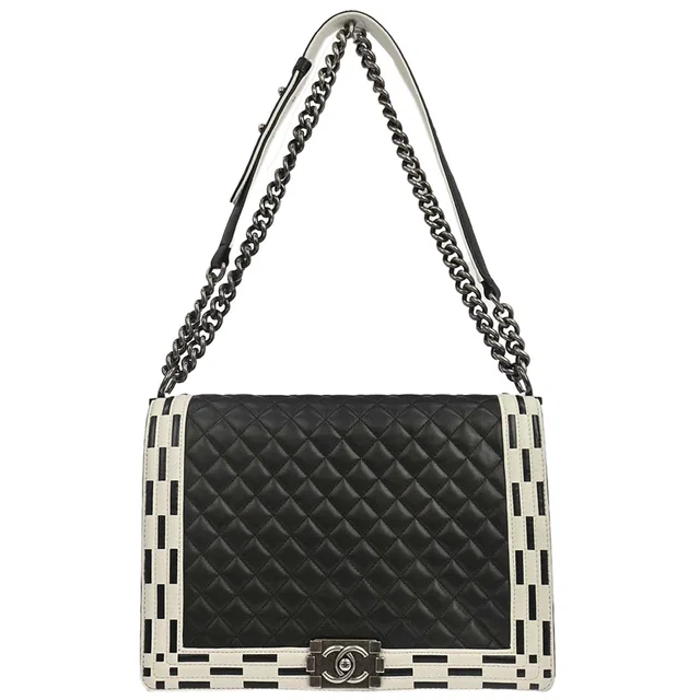 Boy Chanel 2014 Black Lambskin Large Shoulder Bag in Black Lambskin from AMORE Vintage Tokyo