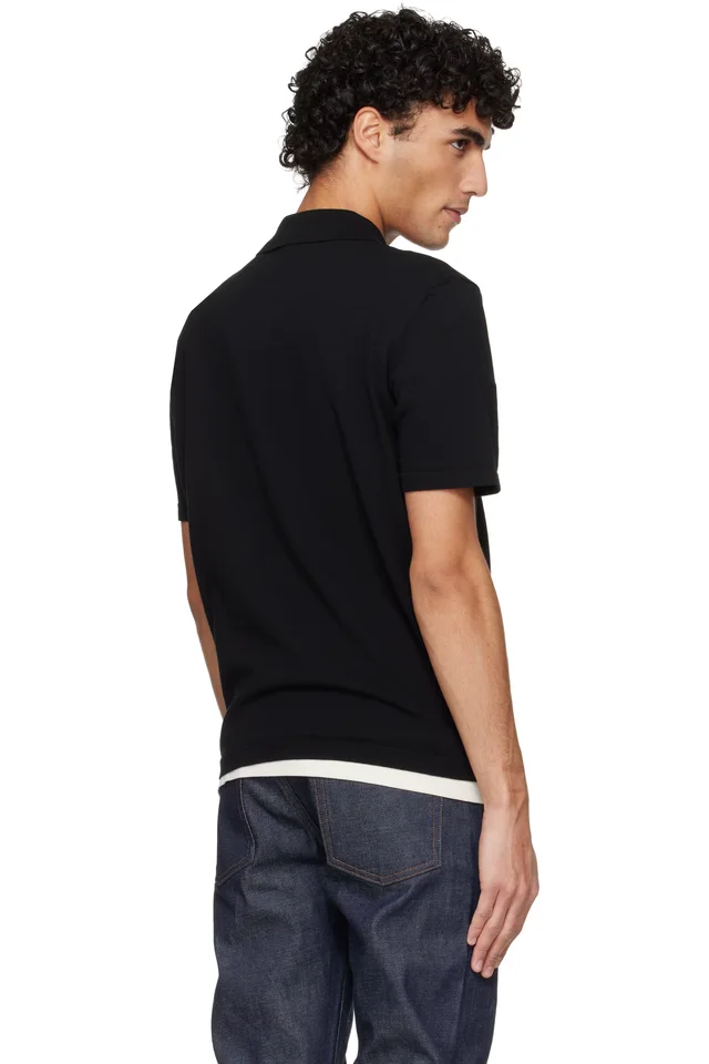 A.P.C. Black Knit Polo, photo 3 of 4 from SSENSE