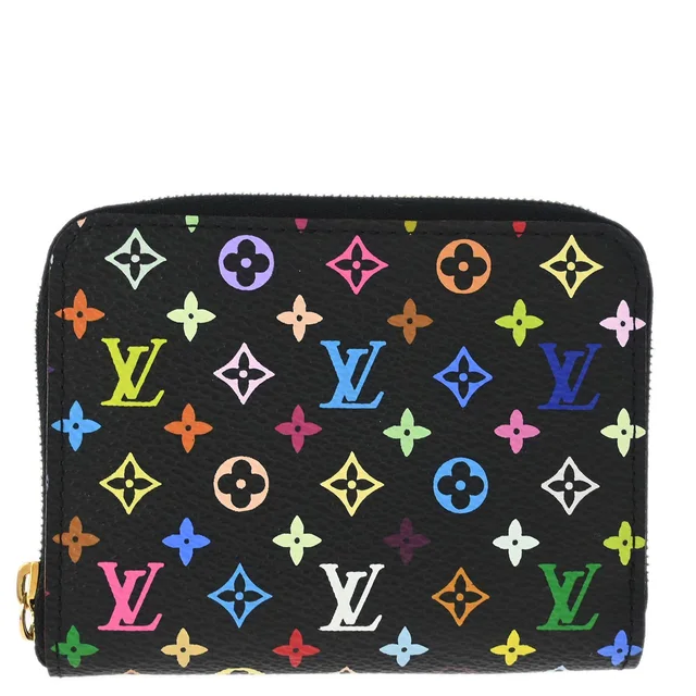 Louis Vuitton 2011 Black Multicolor Zippy Coin Purse Wallet M93740 in Black Canvas from AMORE Vintage Tokyo