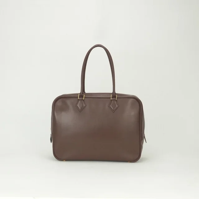 Hermès Plume 32 Tote Box Calf Brown Gold Handbag Business in Brown Box leather from The Reluxe