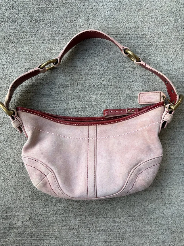 Coach Vintage 90s Y2k 2004 Suede Mini Hobo Purse Soho Shoulder Bag Suede Pink Red in red|pink Suede from Poshmark