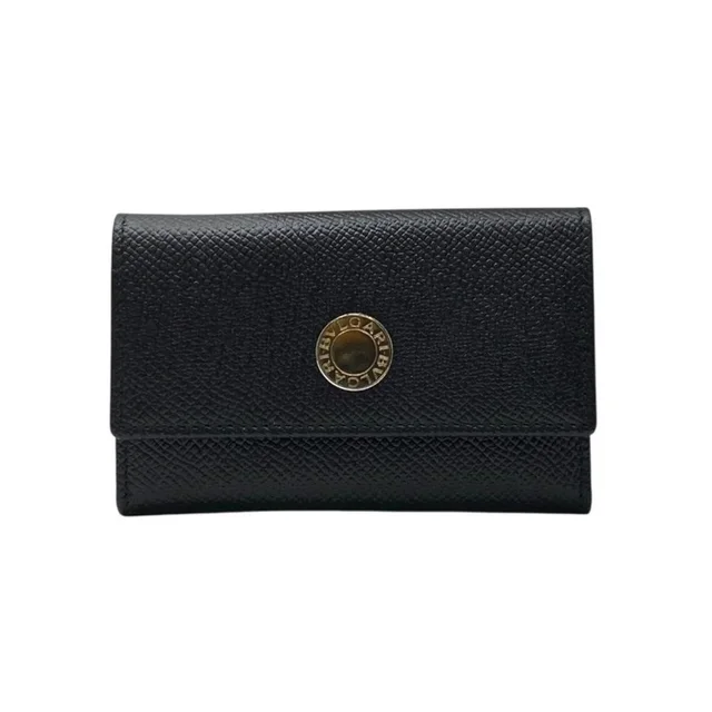 Bvlgari 6 Key Case Logo Compact Leather Black Silver in silver|gray Leather from Poshmark, photo 1 of 1