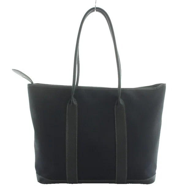 Hermès Garden Zip MM Tote Bag Toile Officier Leather Black in Black Leather from The Reluxe