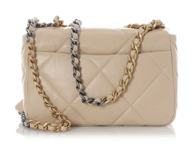 Chanel Small Beige Quilted Calfskin 19 Flap in Beige Calfskin from Ann's Fabulous Finds, photo 5 of 10