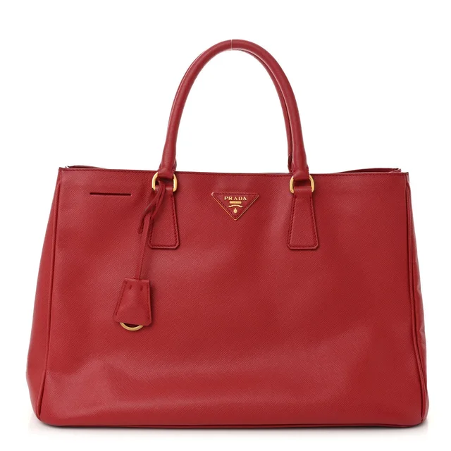 Prada Galleria Double Zip Tote Saffiano Leather Bag - Fuoco in Saffiano leather from H&T