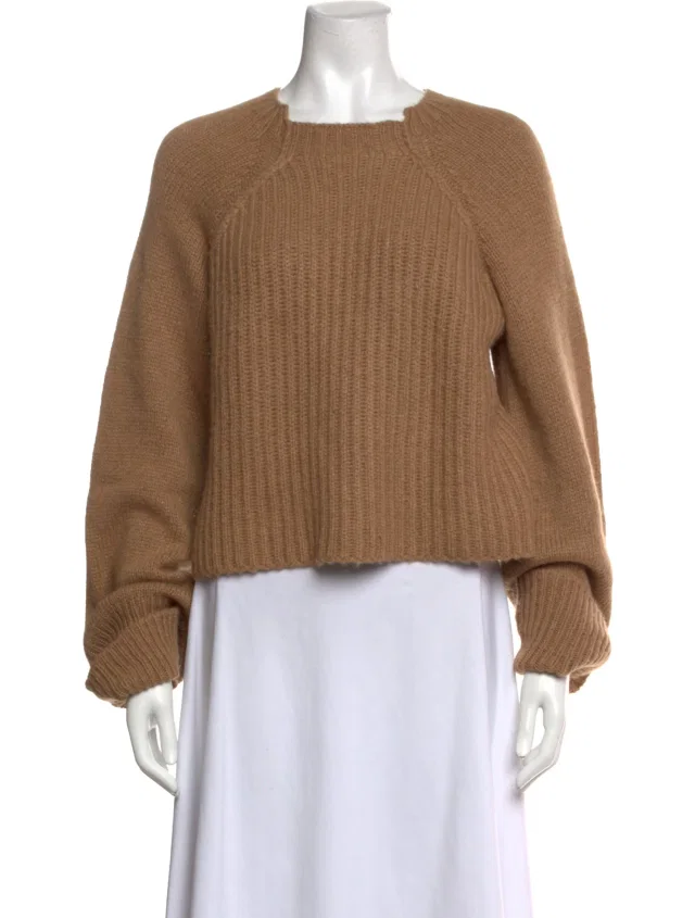 Stella McCartney Camel Leather Crew Neck Sweater in brown|red Leather from The RealReal