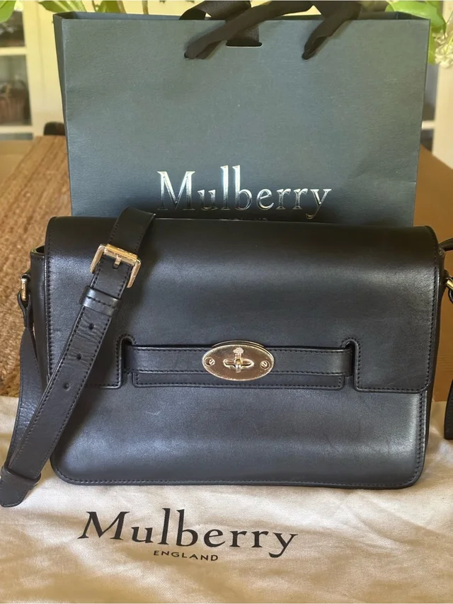 Mulberry Black Belted Bayswater in black|gold Calfskin from Poshmark