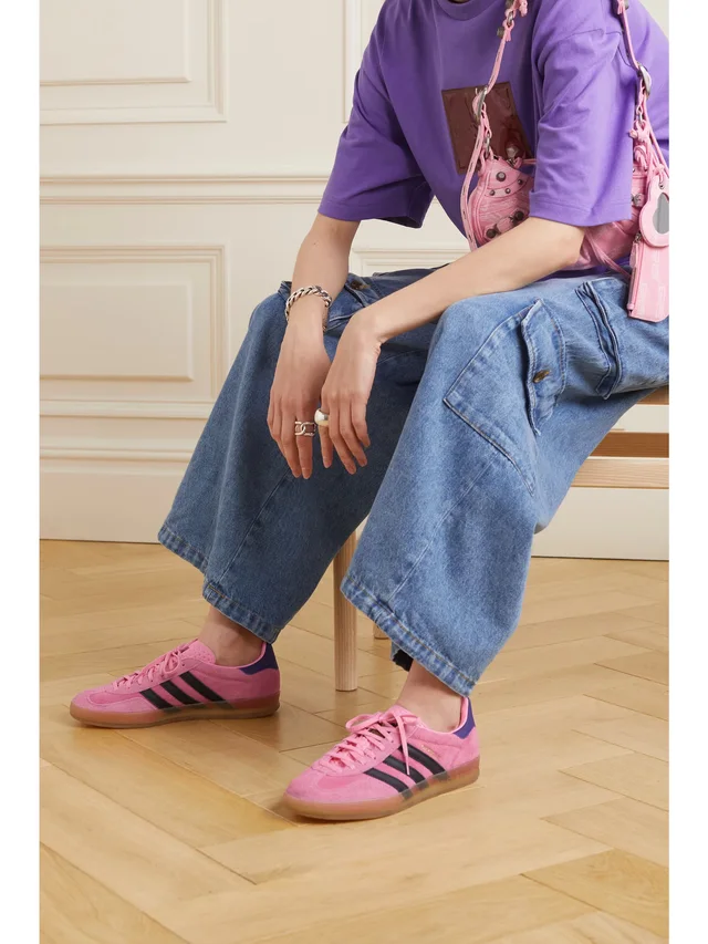 ADIDAS ORIGINALS Gazelle Indoor leather-trimmed suede sneakers in Pink, photo 2 of 2 from NET-A-PORTER (Canada)